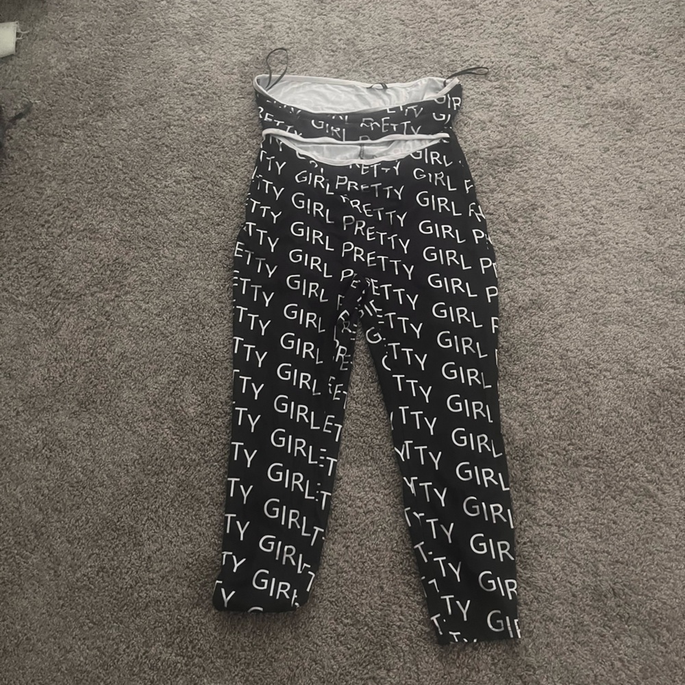 cute black and white “pretty girl” jumpsuit no straps